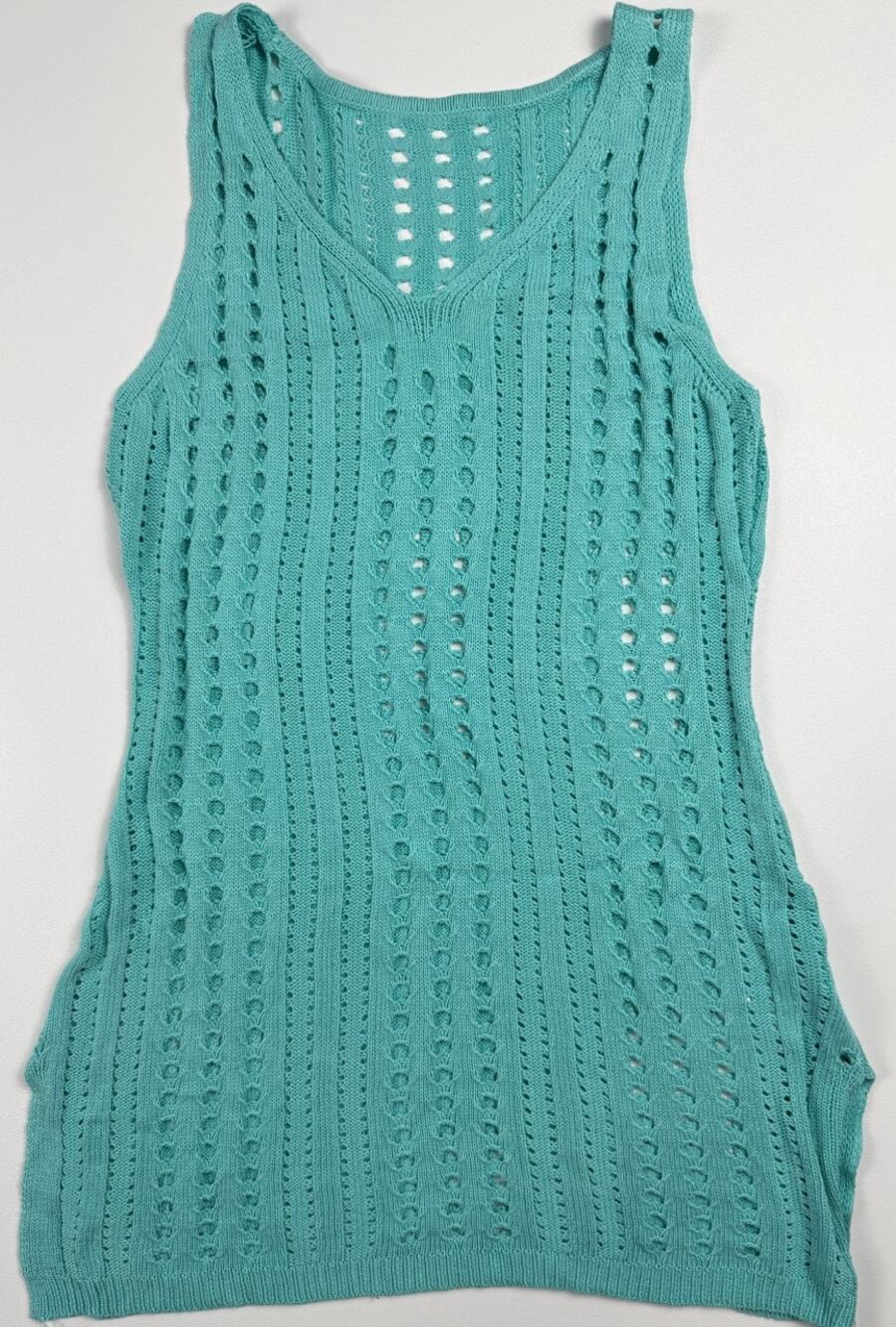 Women's Aqua Knit Swim Cover Up Sleeveless V Neck Beach Pool Size M